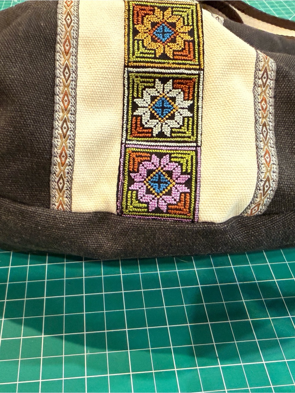 Boho Canvas Convertible Backpack Crossbody Embroidered Bag - Picture 5 of 8